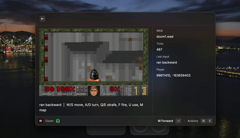 Raydoom running inside Raycast